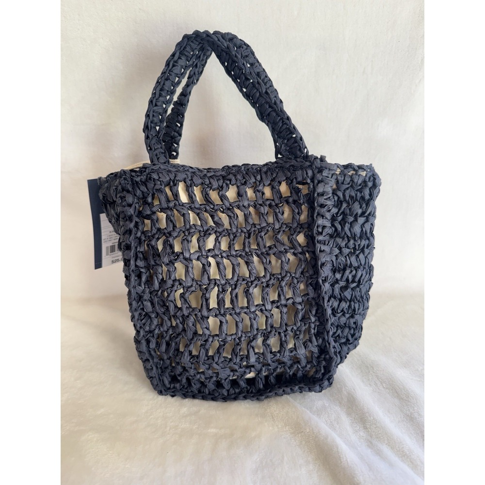 Universal Thread Navy Blue "Ciao" Crocket Tote/Handbag/Purse Handles & Crossbody - Picture 2 of 8